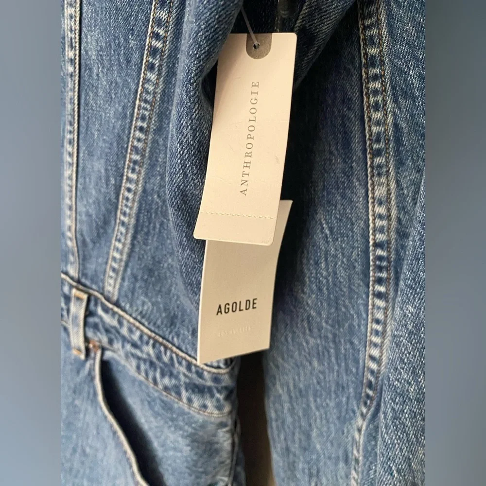 NWT AGOLDE x ANTHROPOLOGIE Denim Mini Dress Balloon Sleeves Size 12 - Picture 11 of 11